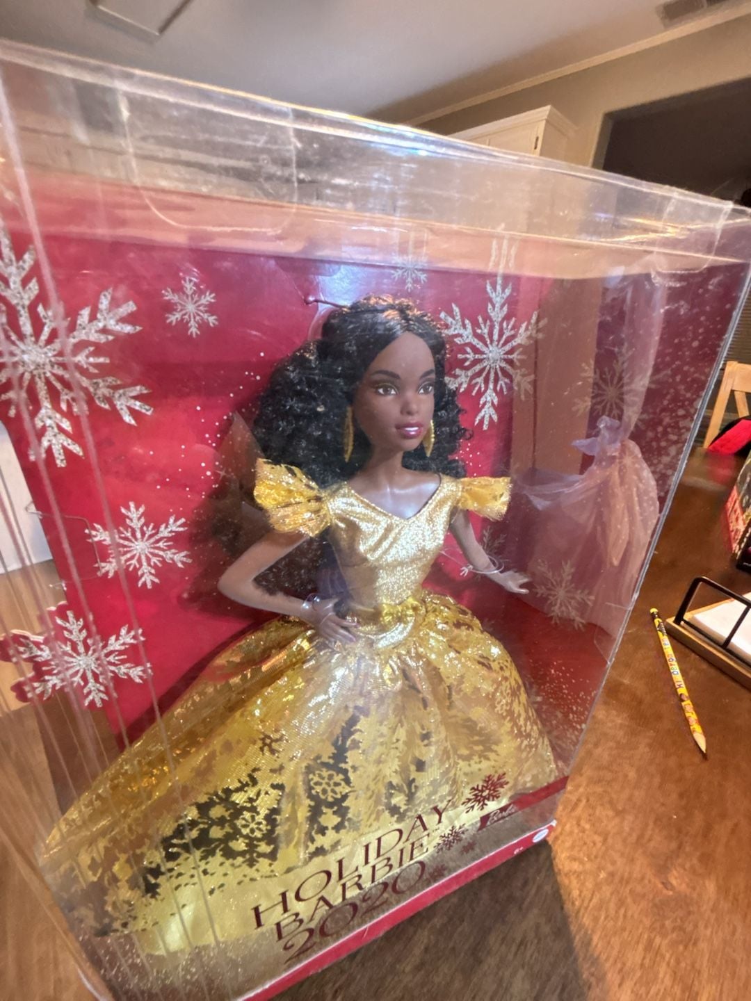 Mattel Holiday Barbie 2020 Doll in Gold Gown 4