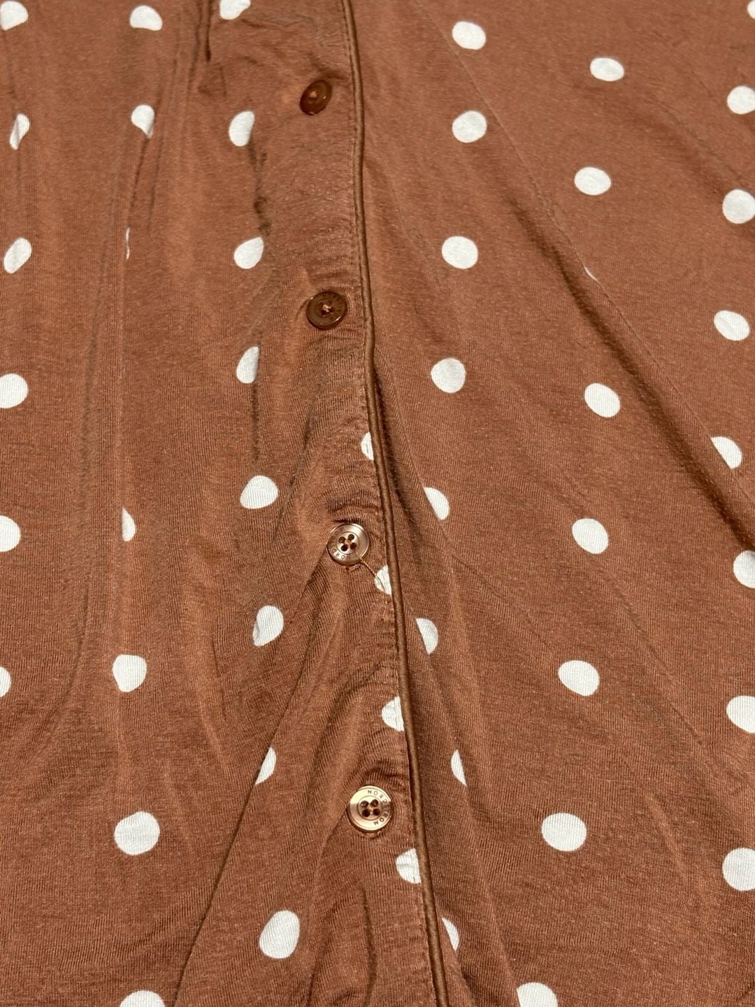 Nordstrom Pajama Set Size L Brown White Polka Dot Lounge Sleepwear 2