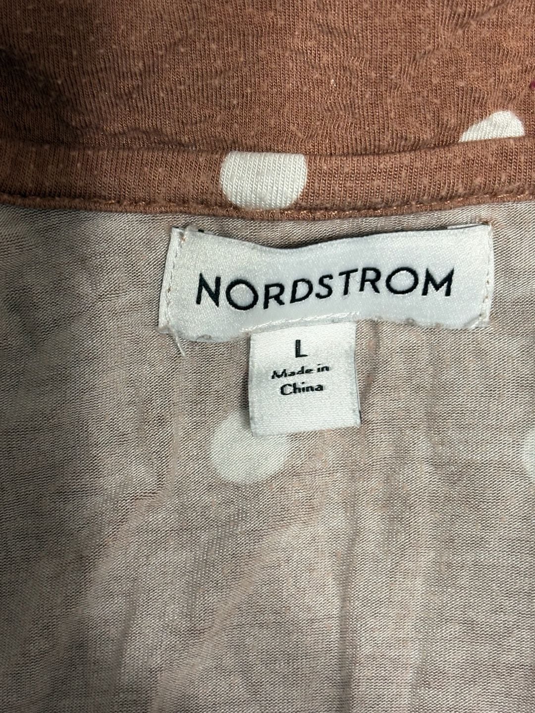 Nordstrom Pajama Set Size L Brown White Polka Dot Lounge Sleepwear 3