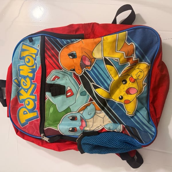 Pokemon Pikachu Squirtle Charmander Bulbasaur Kids Backpack Red