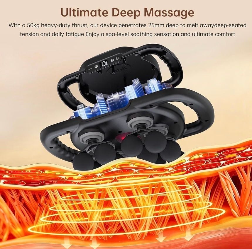 12-Head Massage Gun Deep Tissue, Electric Massager Tool with 9 Levels & 9 Modes, 4