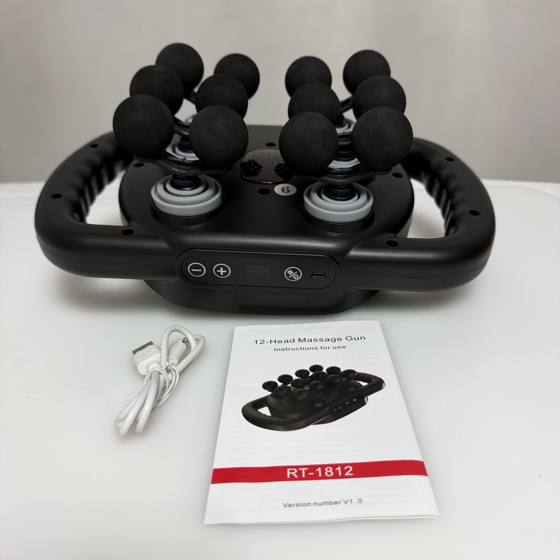 12-Head Massage Gun Deep Tissue, Electric Massager Tool with 9 Levels & 9 Modes, 6