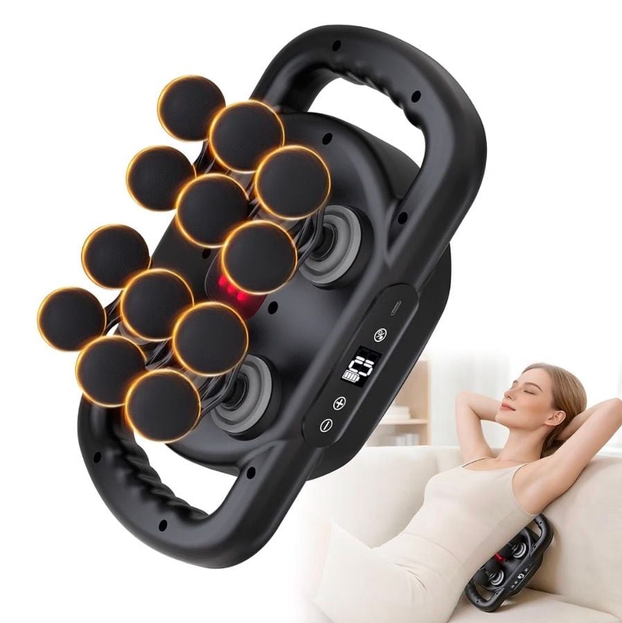 12-Head Massage Gun Deep Tissue, Electric Massager Tool with 9 Levels & 9 Modes, 11