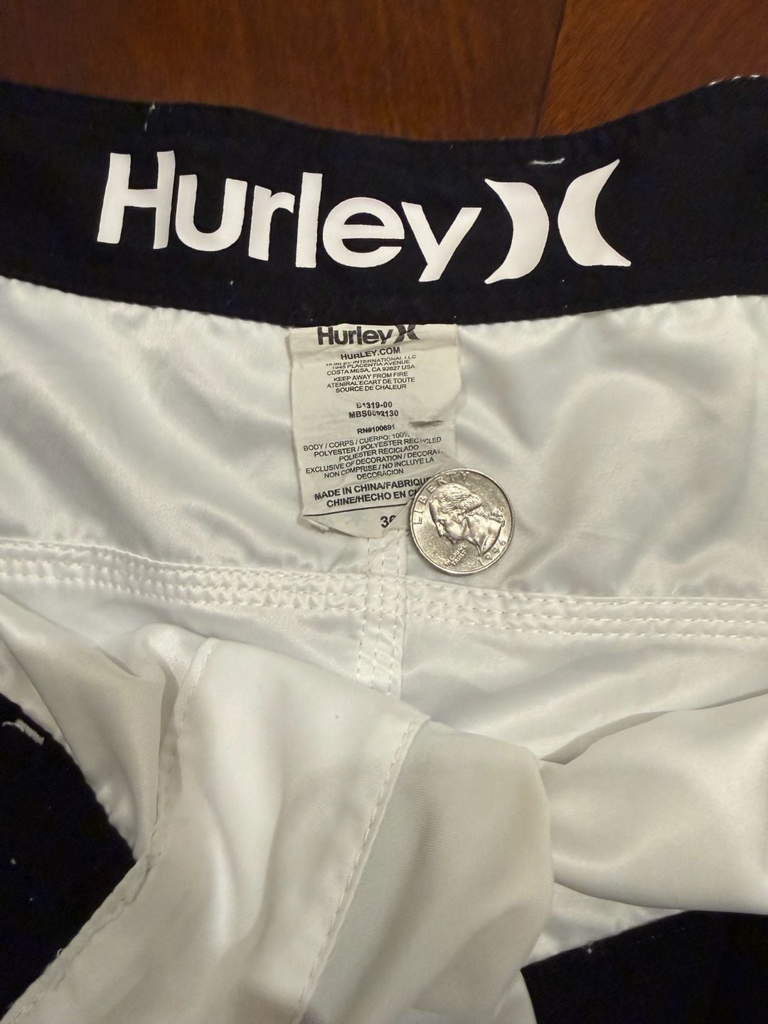Hurley Board Shorts Size 36 White Swim Trunks Cargo Pocket 5