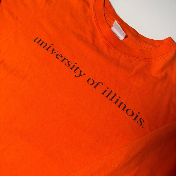 Hanes University of Illinois Long Sleeve T-Shirt Size XL Orange Cotton
