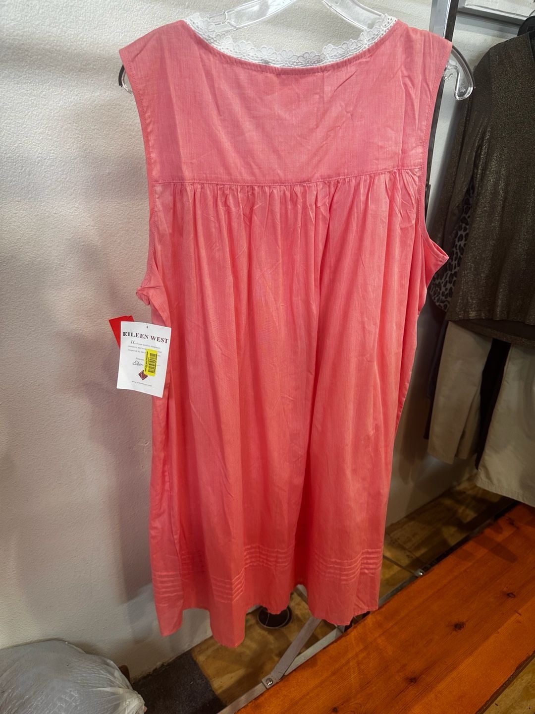 Eileen West Nightgown Size L Pink Eyelet Lace Cotton 6