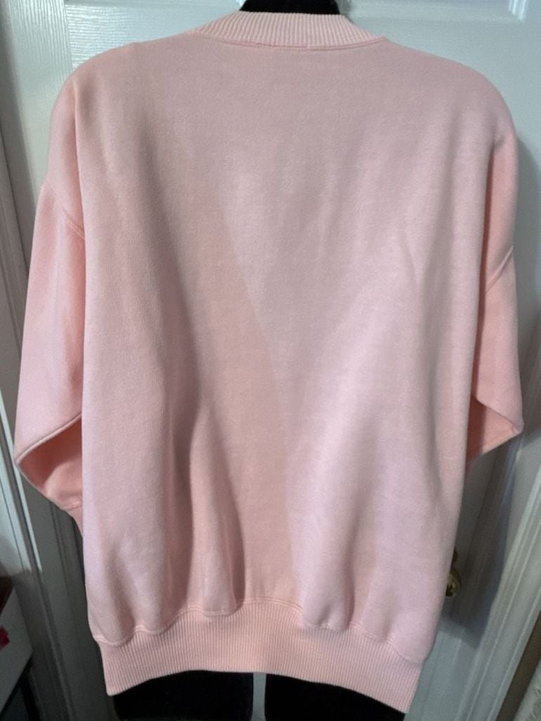 Traffic Jam Sweatshirt Sz L Pink Vintage Lace Overlay Rose Pullover Granny Vtg  12