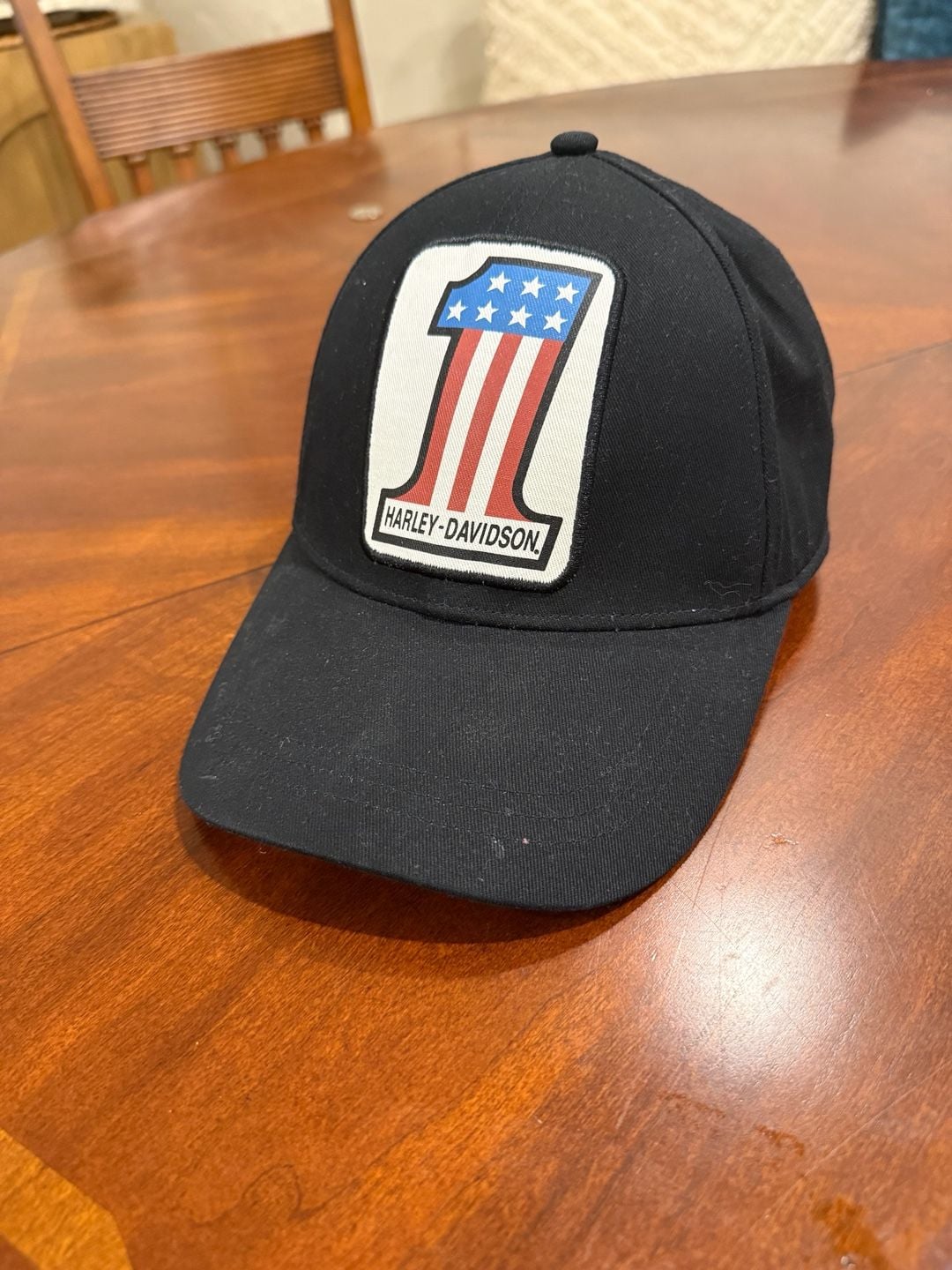 Harley-Davidson Number 1 Logo Baseball Cap One Size Black US Flag Patch Hat 2