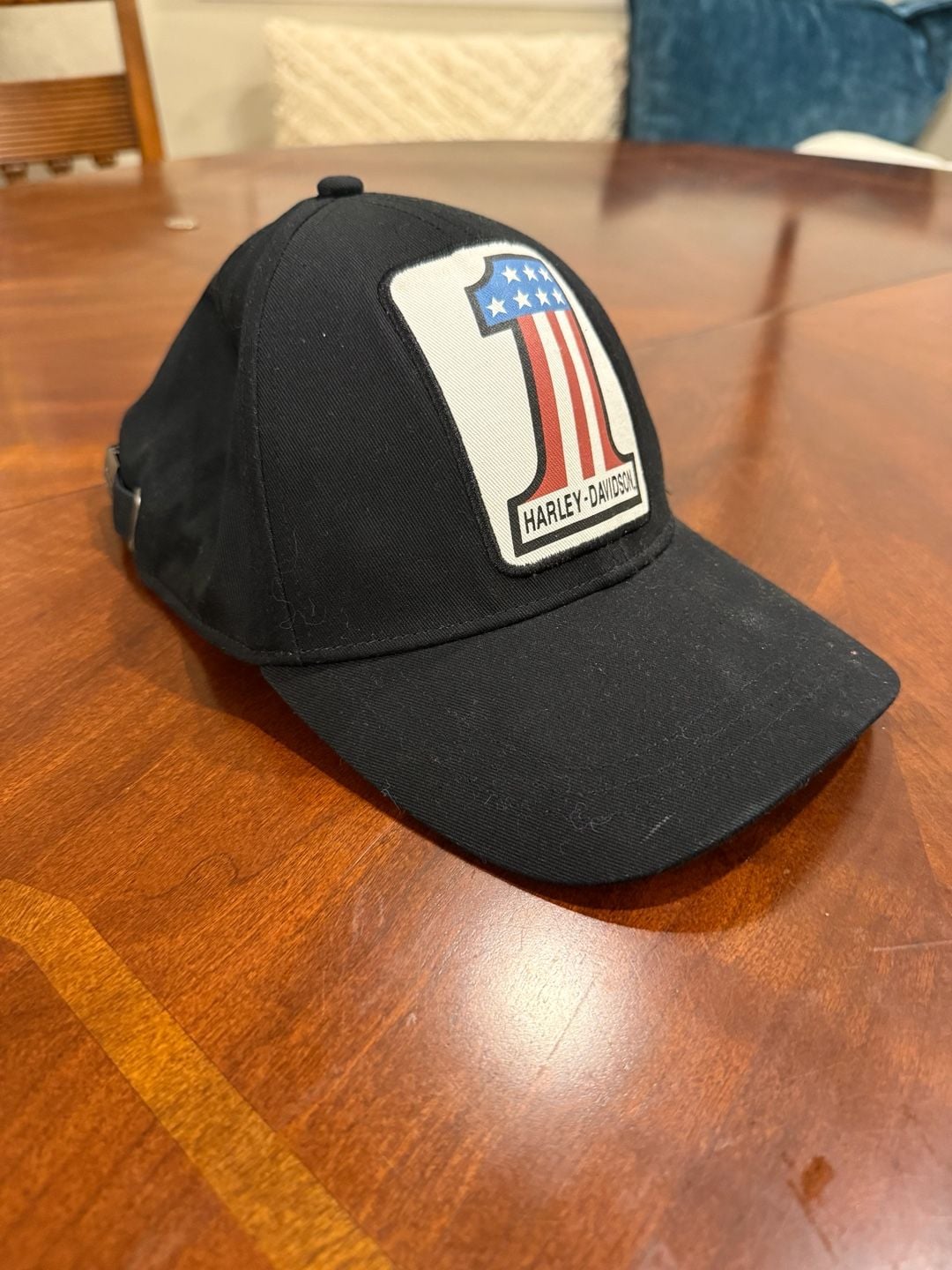 Harley-Davidson Number 1 Logo Baseball Cap One Size Black US Flag Patch Hat 3