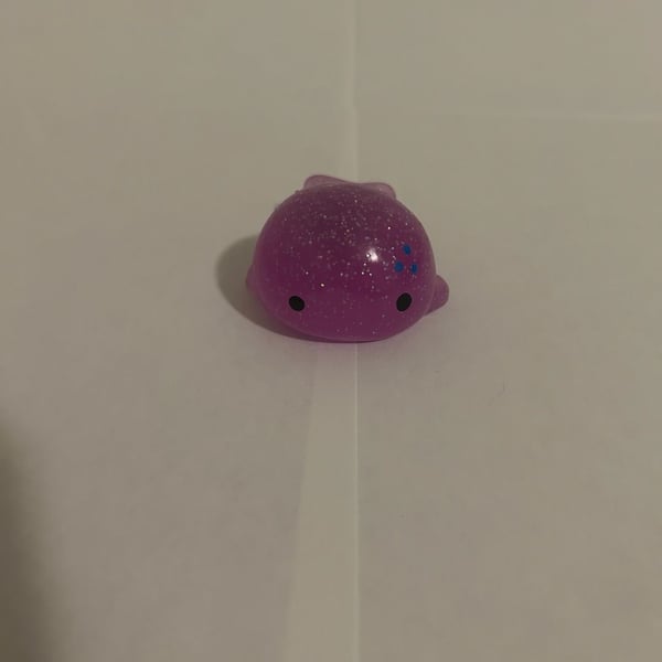Mochi Squishy Sensory Toy Purple Glitter Whale Fidget Stress Relief
