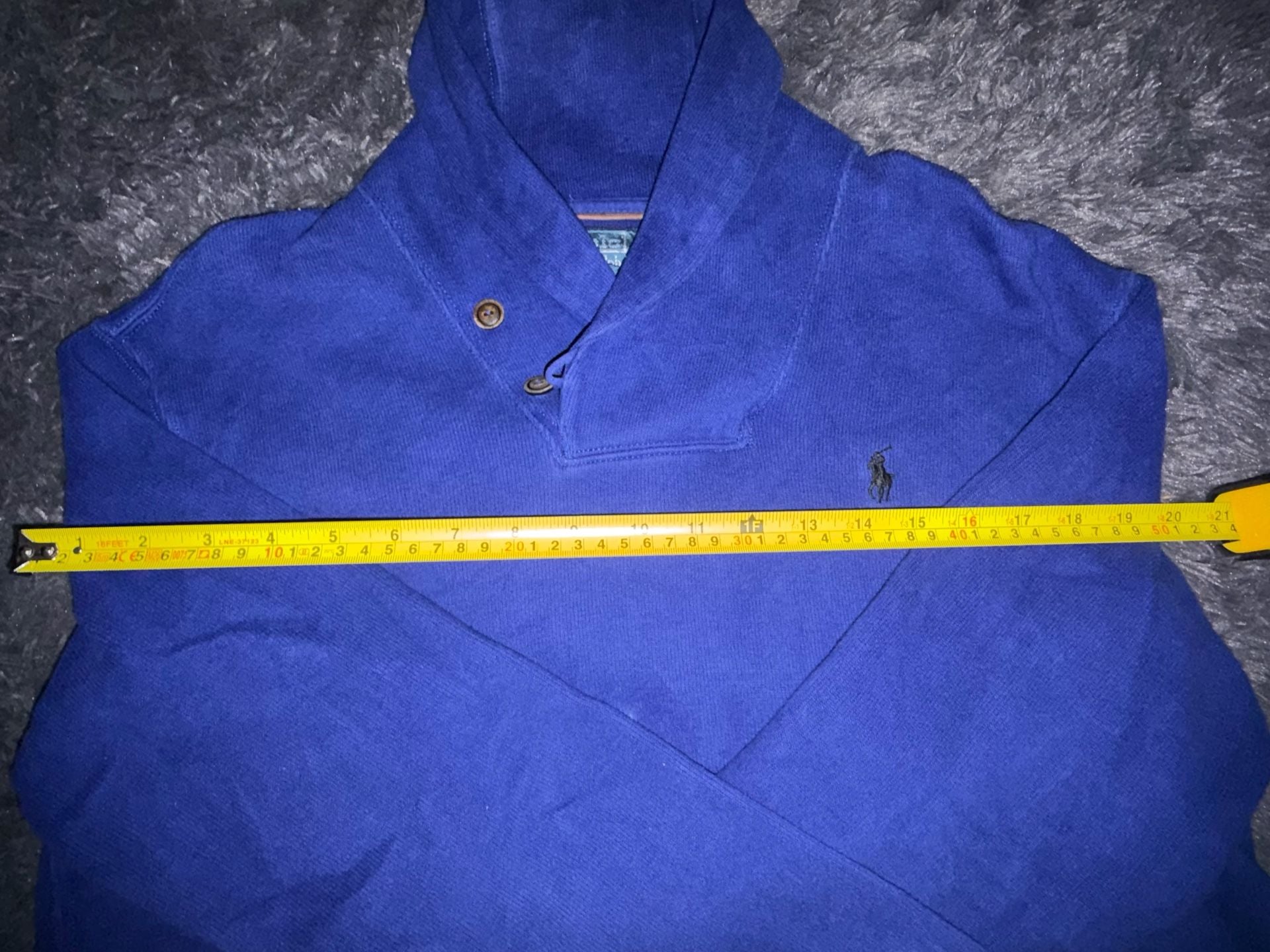 Polo Ralph Lauren Shawl Neck Sweatshirt Size M Blue Cotton 7