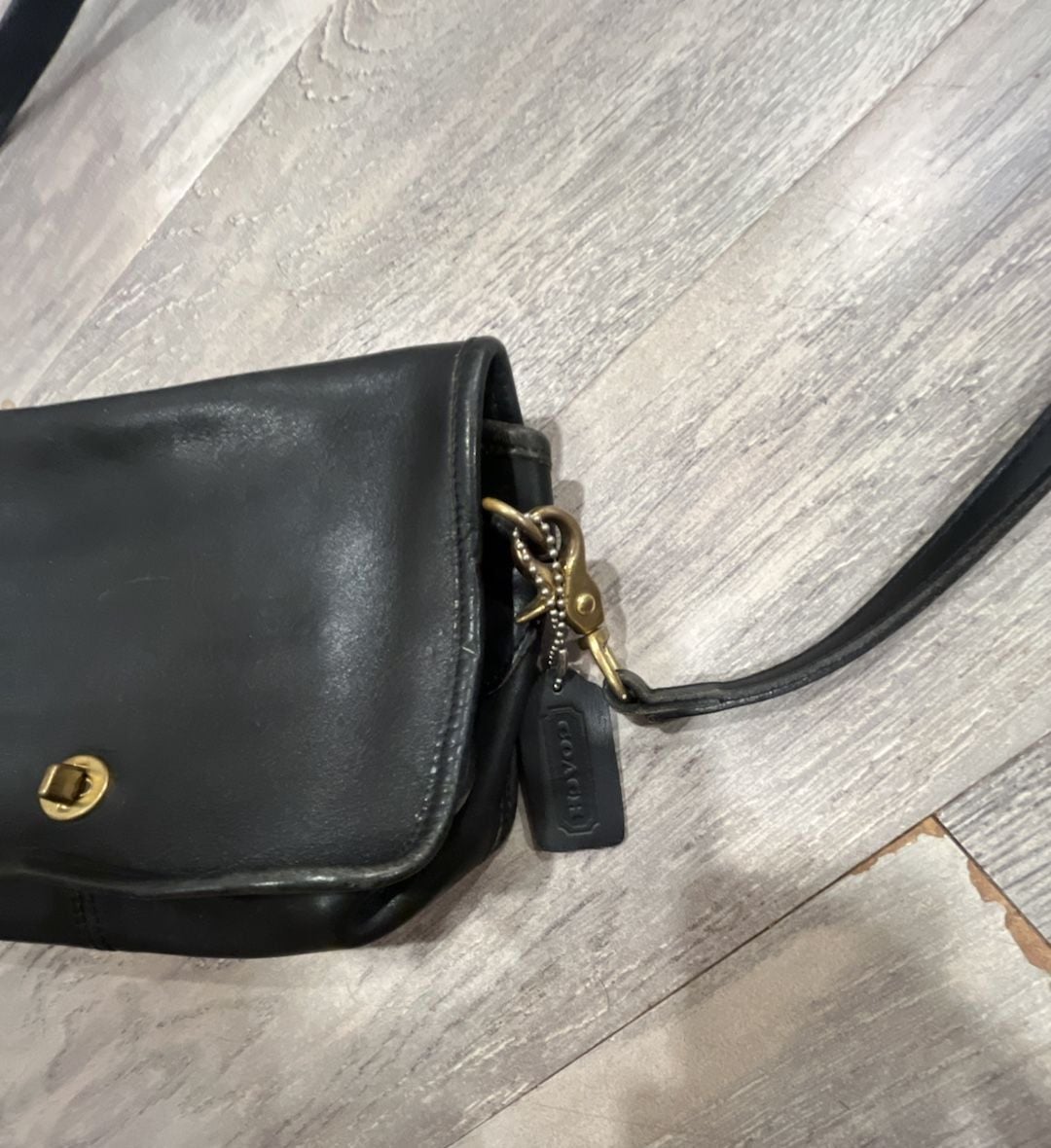 Coach Vintage Black Leather Convertible Crossbody Bag 3