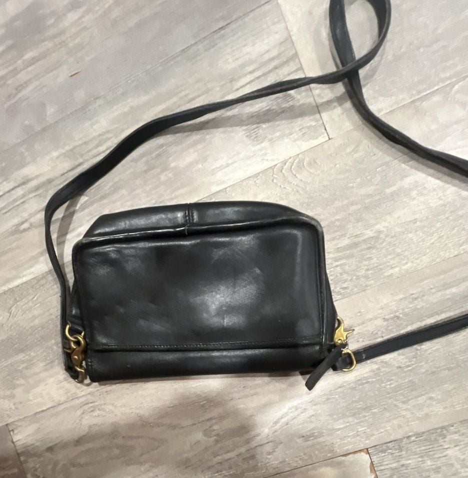 Coach Vintage Black Leather Convertible Crossbody Bag 4
