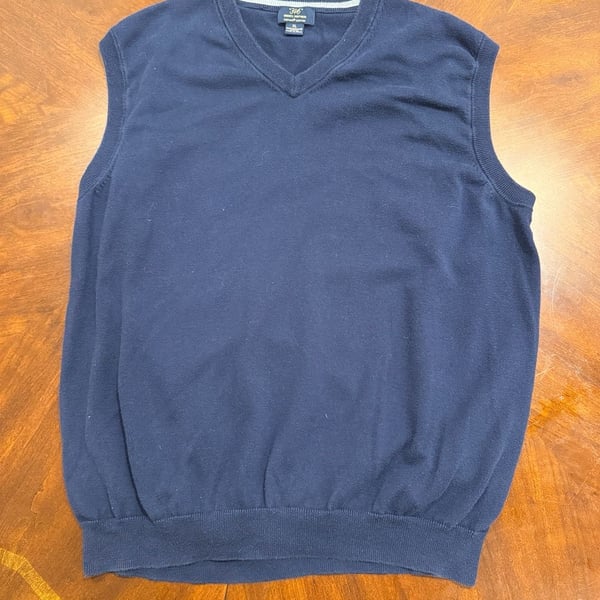 "346" Brooks Brothers Supima Cotton Sweater Vest XL Blue V-Neck Pullover