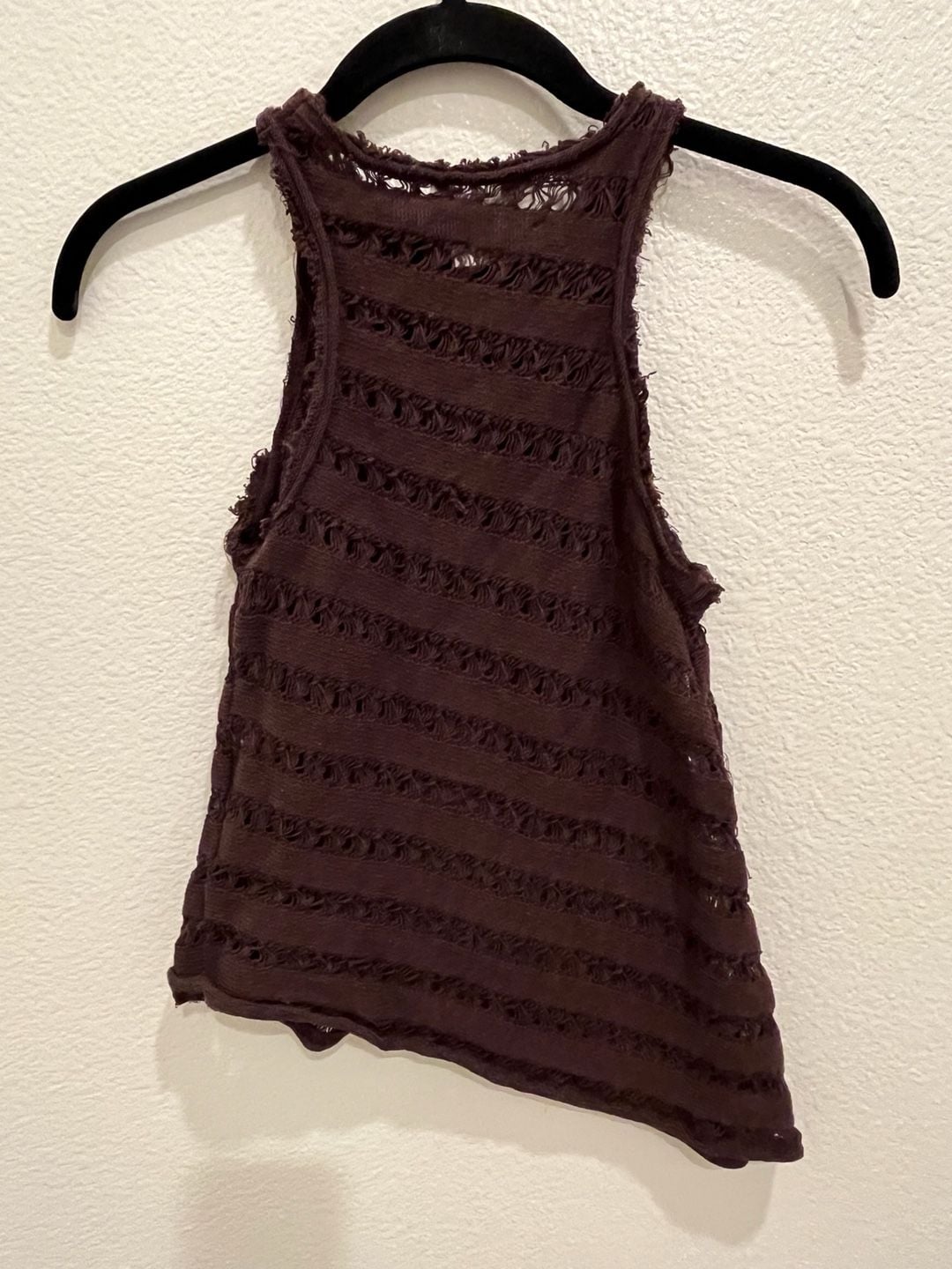 Pull&Bear Knit Tank Top Size XS Brown Distressed Asymmetric Sleeveless 8