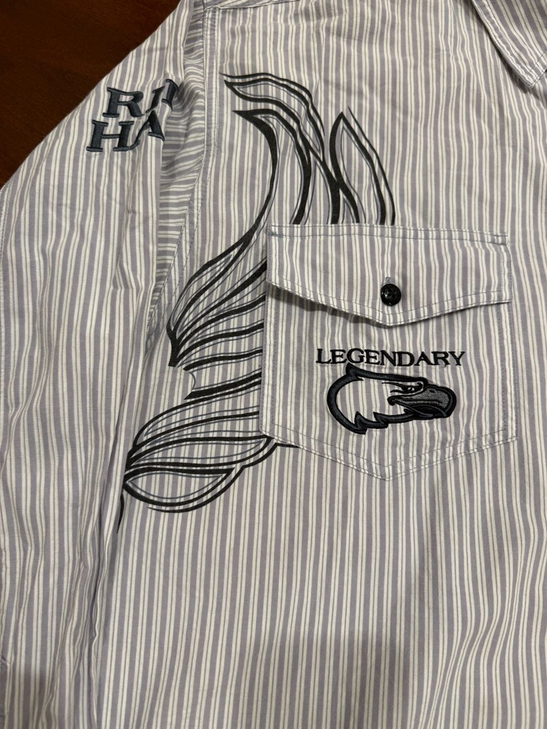 Harley-Davidson Long Sleeve Striped Button Up Shirt White Gray 4