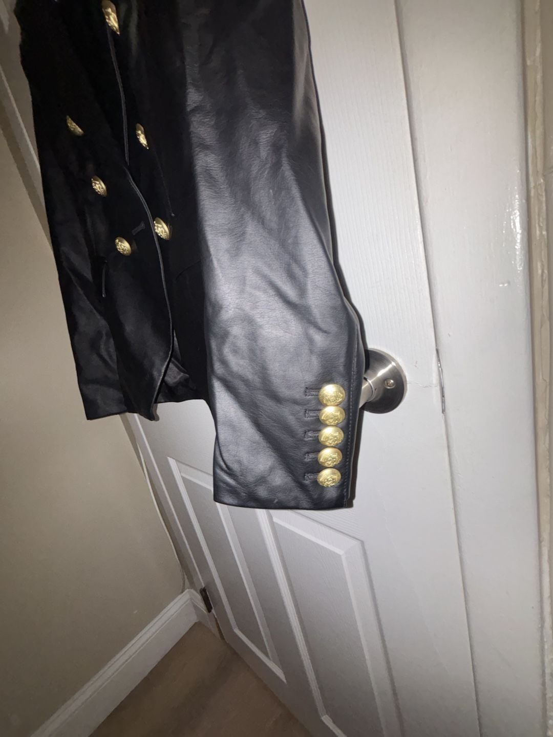 Love Token Faux Leather Blazer Size XS Black Gold 3