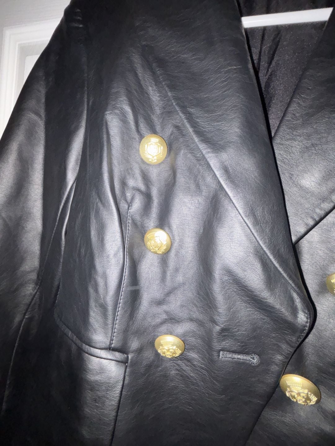 Love Token Faux Leather Blazer Size XS Black Gold 4