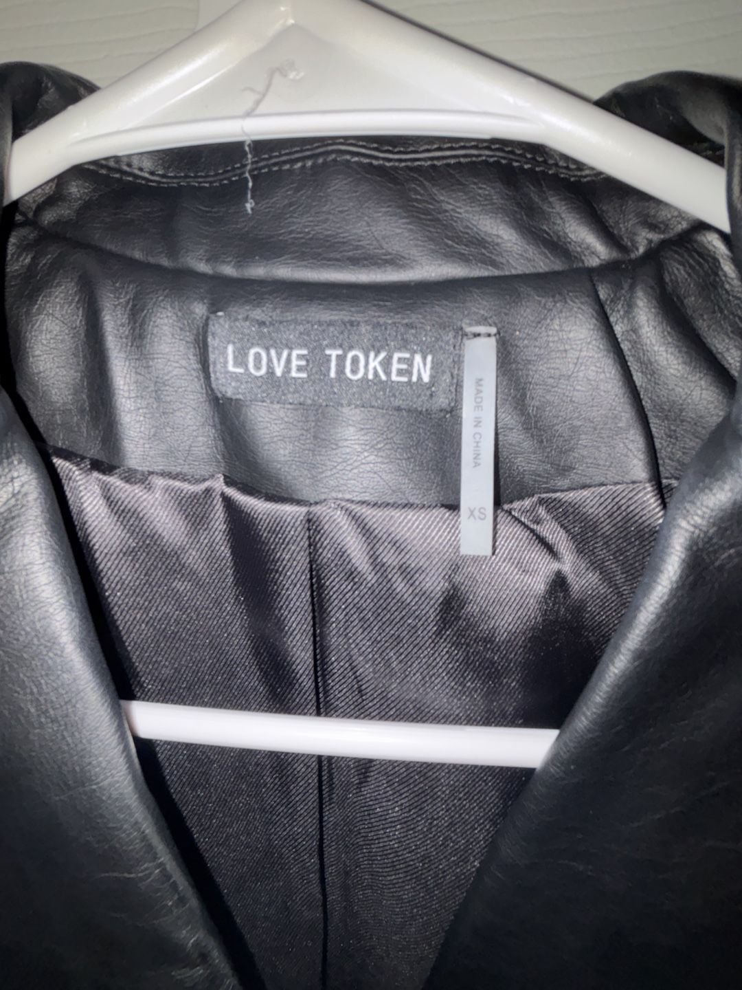 Love Token Faux Leather Blazer Size XS Black Gold 5