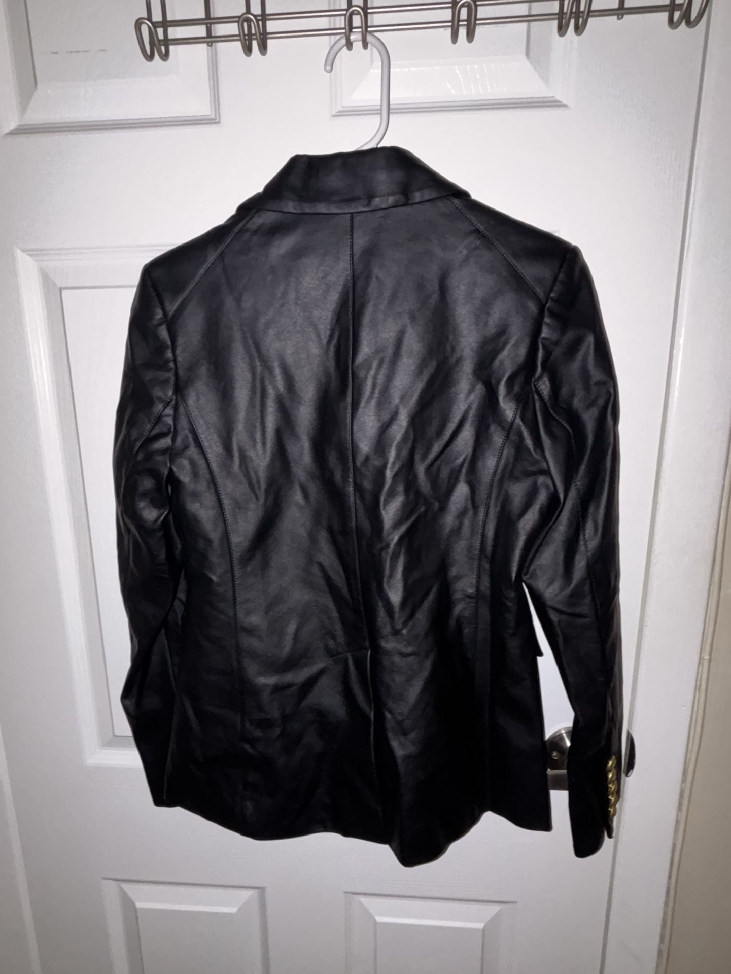 Love Token Faux Leather Blazer Size XS Black Gold 6