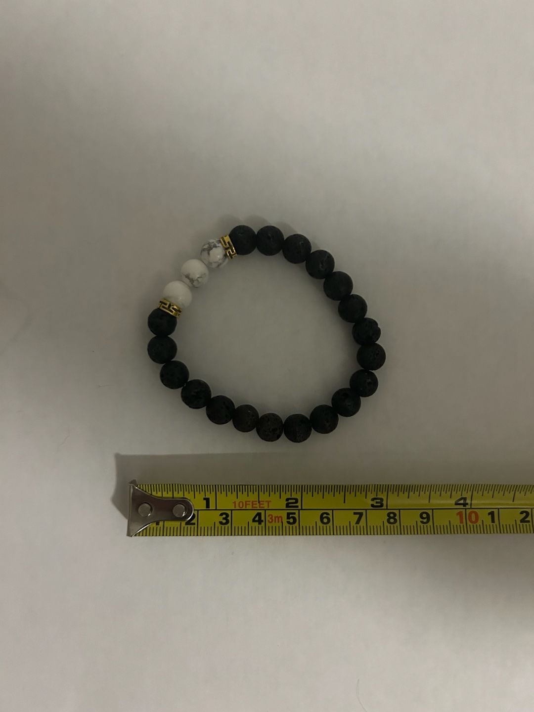 Black Lava Stone and Howlite Bead Bracelet Size 8mm 3