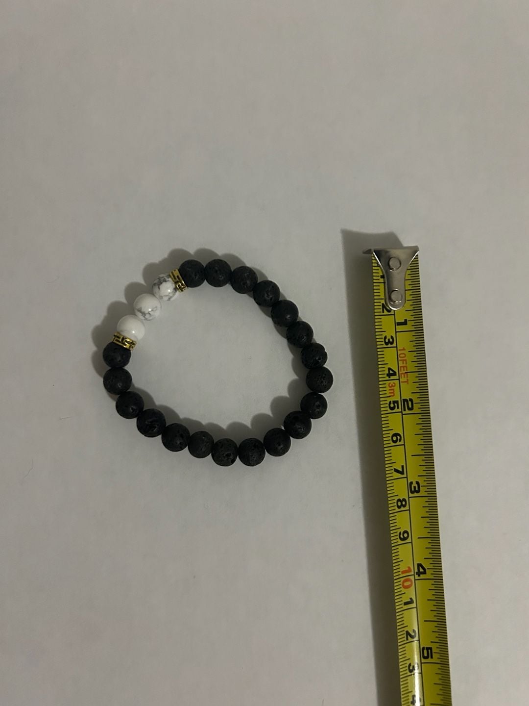Black Lava Stone and Howlite Bead Bracelet Size 8mm 4
