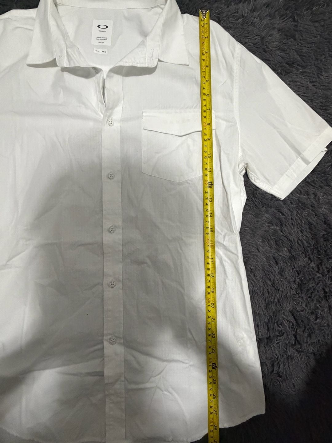 Oakley Button Up Shirt Size L White Short Sleeve with Oakley details 8