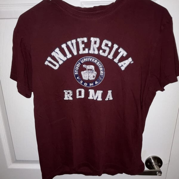 Universita Di Roma T-Shirt Size S Burgundy