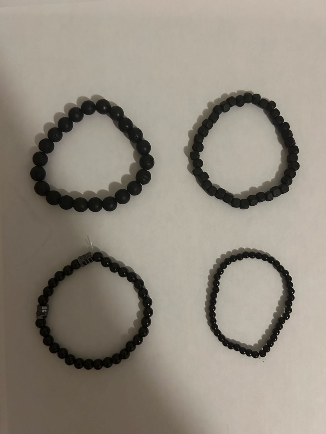 Black Beaded Stretch Bracelet Set of 4 1