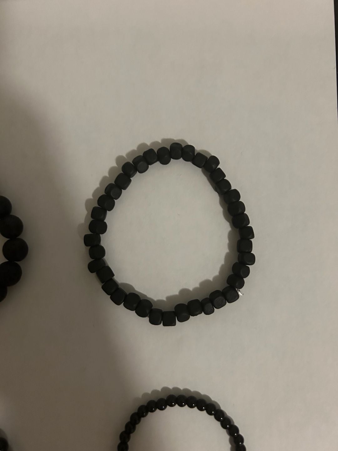 Black Beaded Stretch Bracelet Set of 4 3