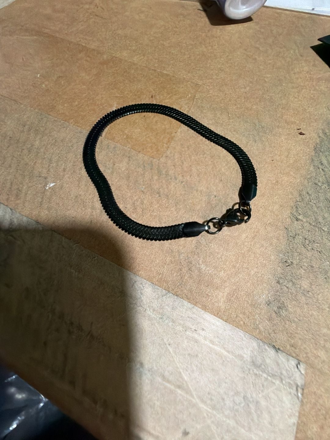 J0021 Black Stainless Steel Herringbone Chain Bracelet 2