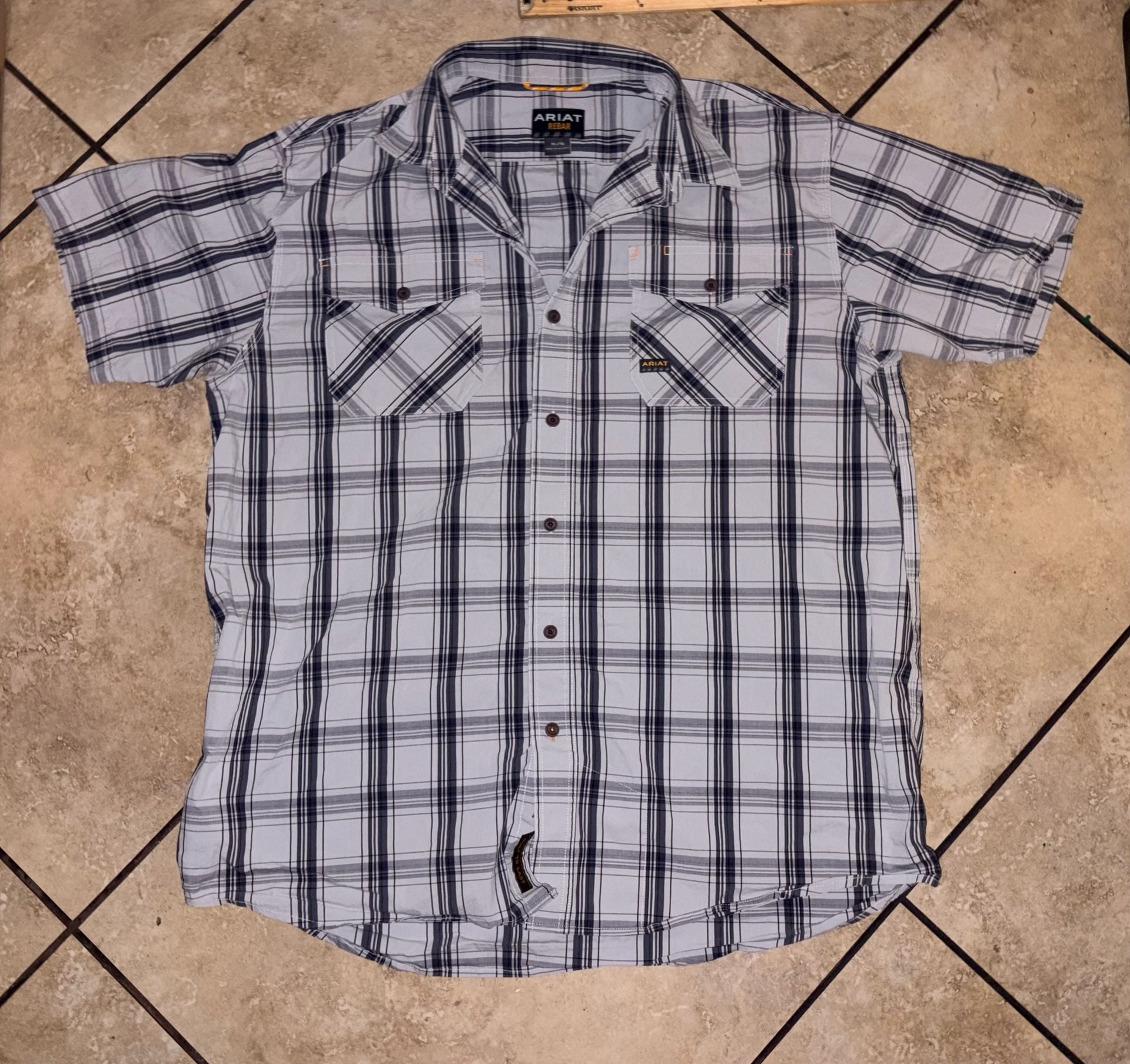 Ariat Rebar Plaid Short Sleeve Shirt Size XL 2