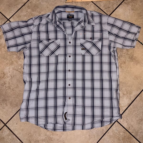 Ariat Rebar Plaid Short Sleeve Shirt Size XL