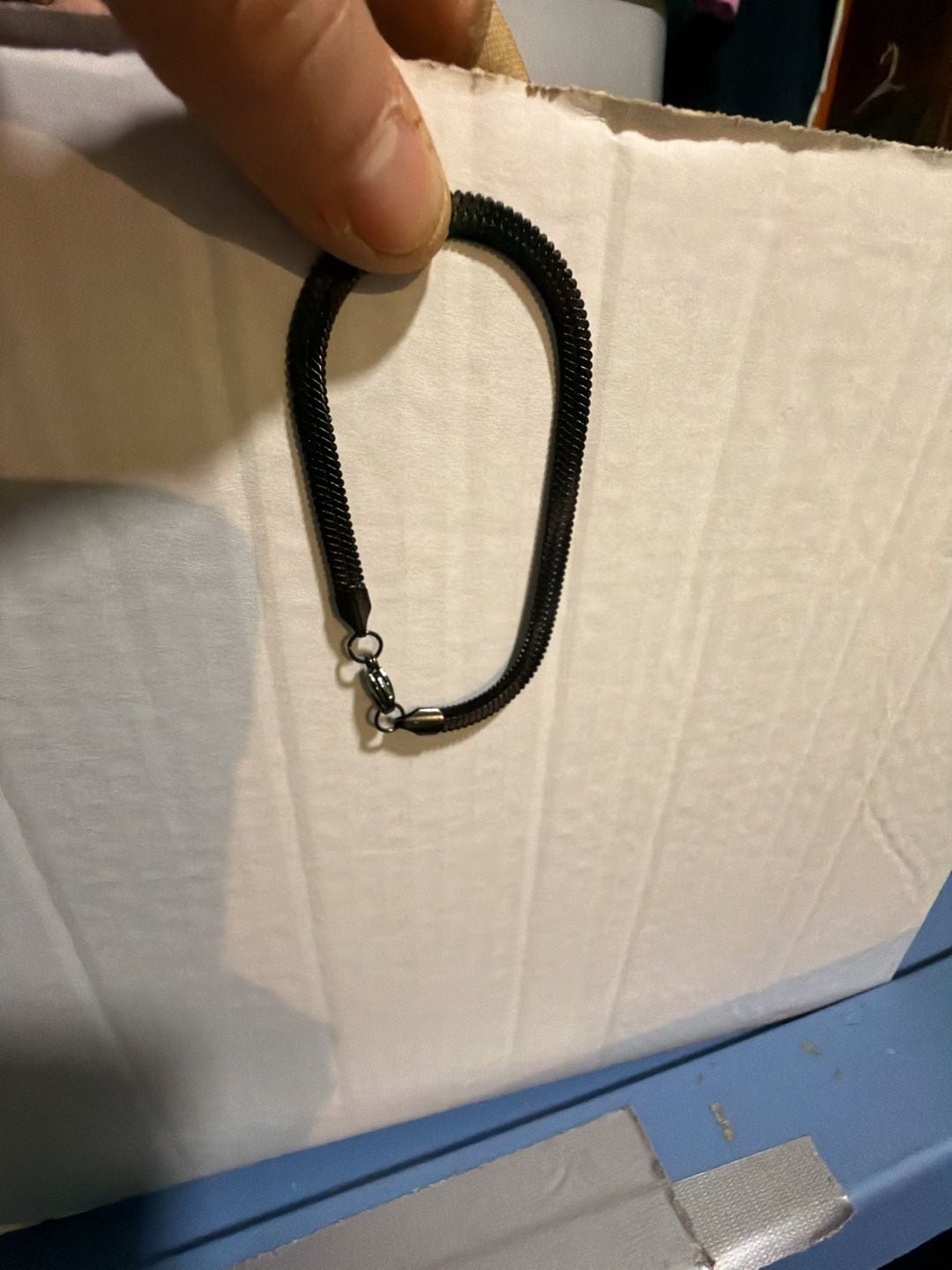 J0021 Black Stainless Steel Herringbone Chain Bracelet 3