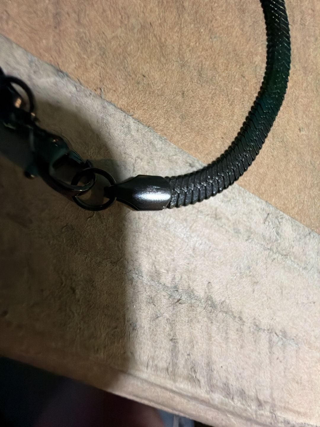 J0021 Black Stainless Steel Herringbone Chain Bracelet 4