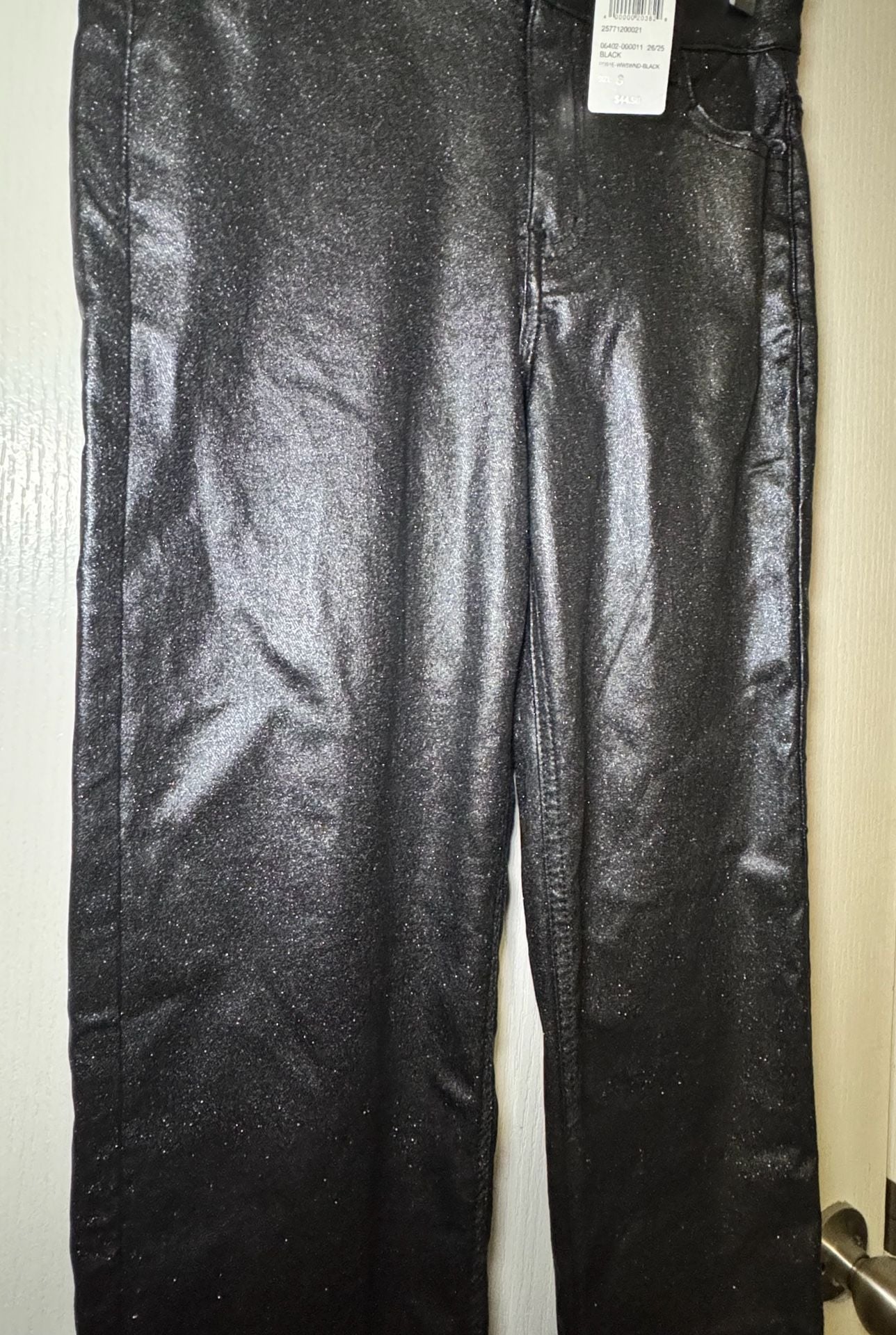 Windsor On the Glow Coated Glitter Straight Leg Pants S NWT Black 4