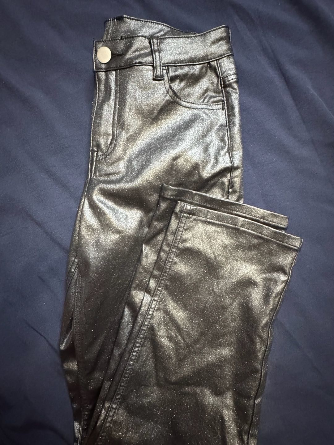 Windsor On the Glow Coated Glitter Straight Leg Pants S NWT Black 7