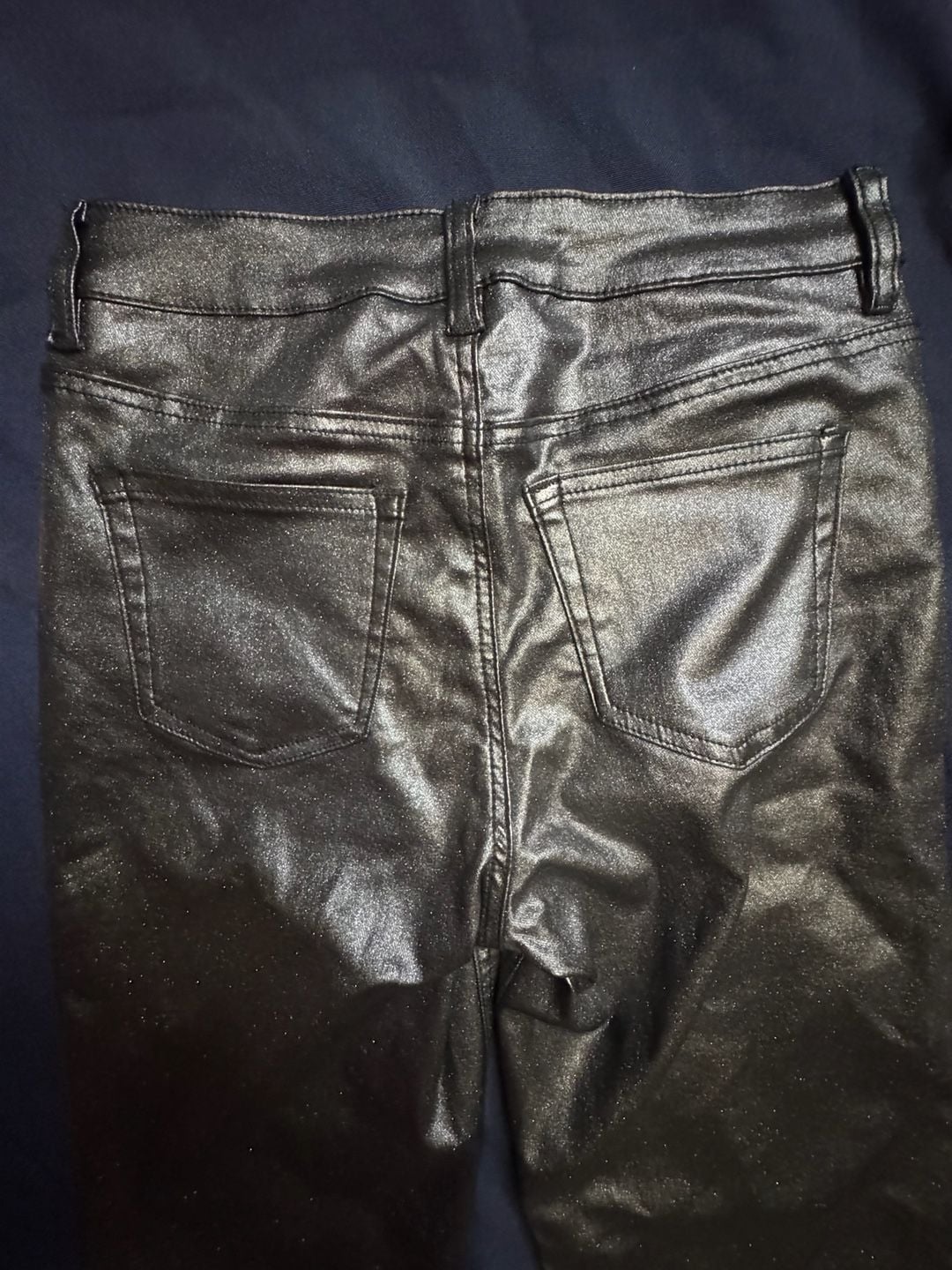 Windsor On the Glow Coated Glitter Straight Leg Pants S NWT Black 8