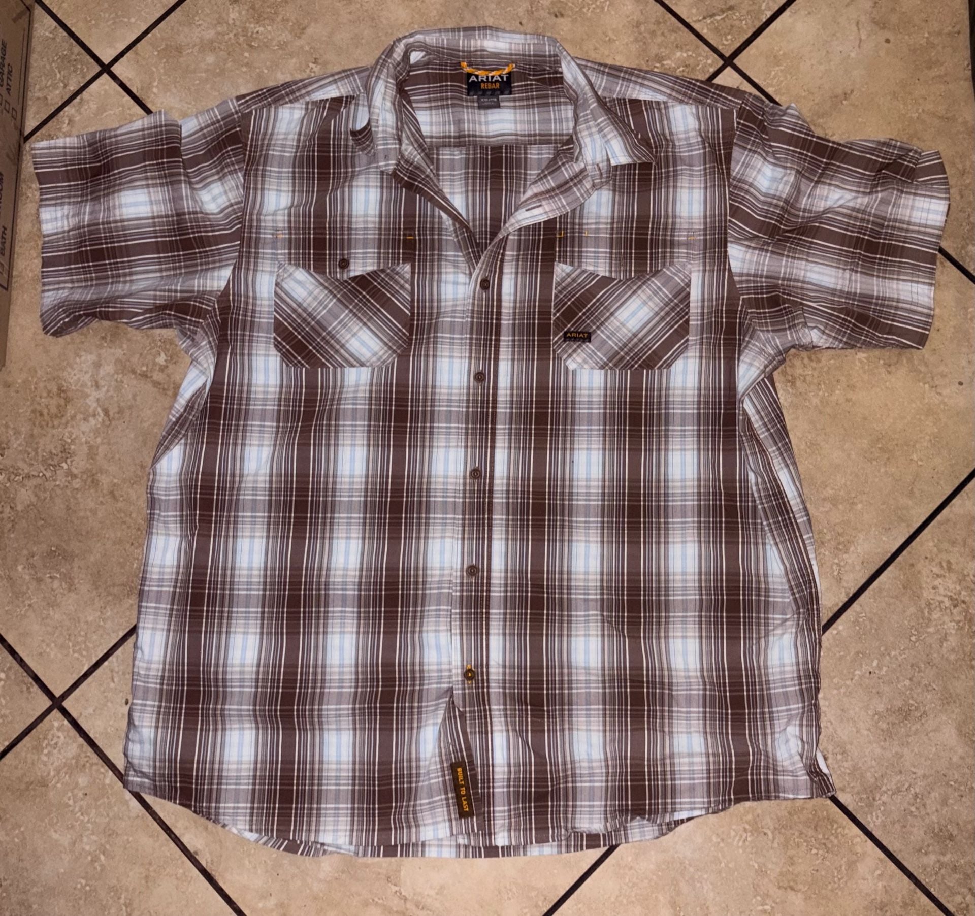 Ariat Rebar Plaid Short Sleeve Shirt Size XXL 2