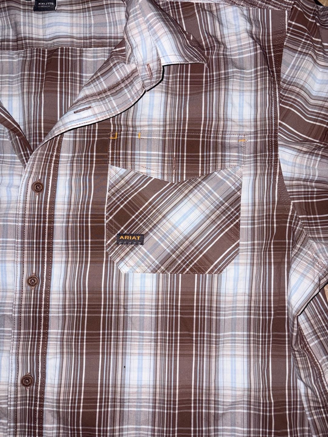 Ariat Rebar Plaid Short Sleeve Shirt Size XXL 3
