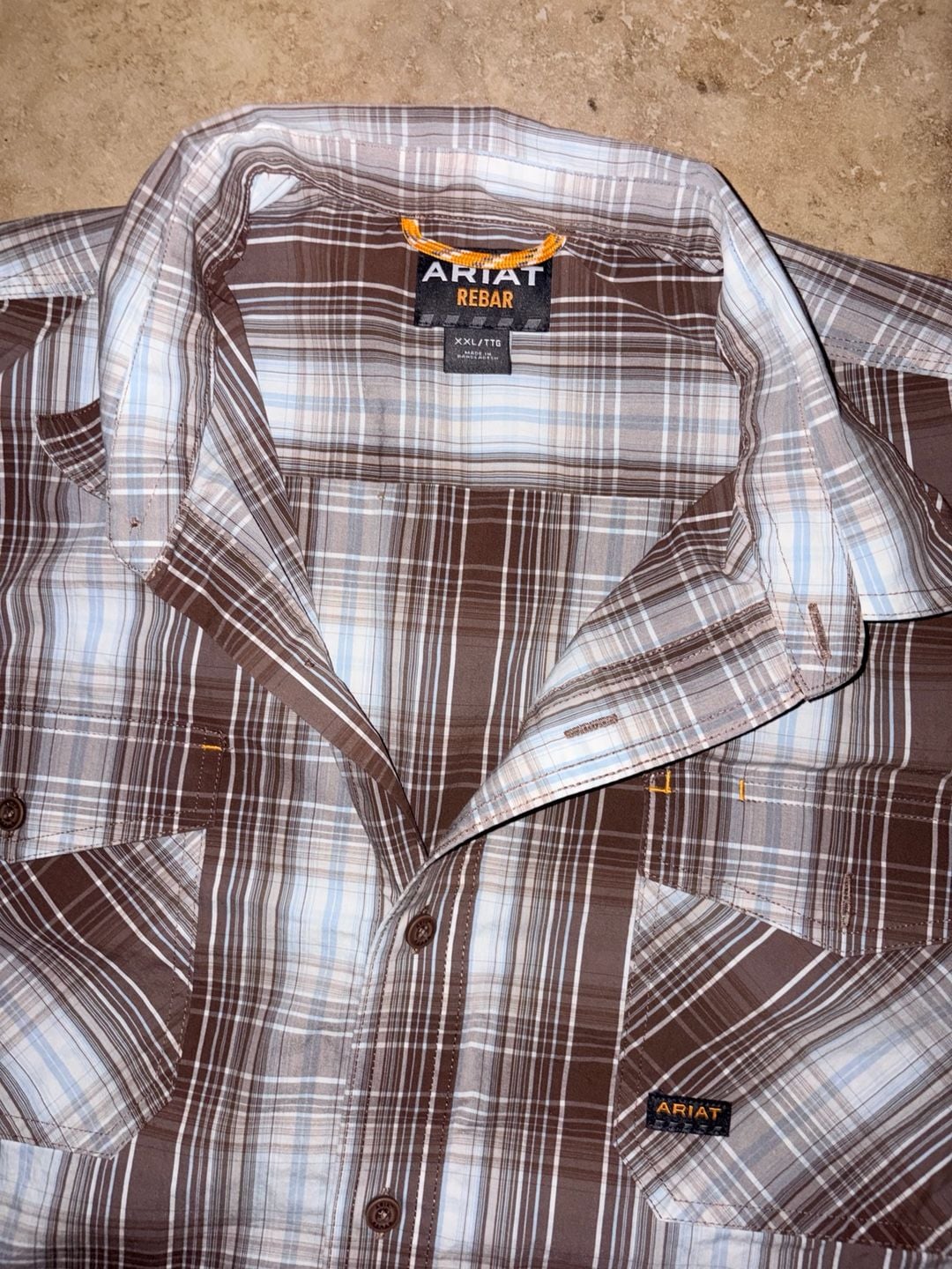 Ariat Rebar Plaid Short Sleeve Shirt Size XXL 4
