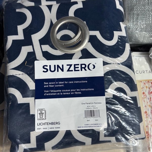 2 BNIP Sun Zero Barnett Trellis 40 in. x 63 in. Navy Blackout Curtain