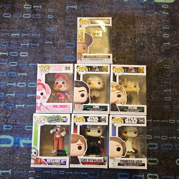 Funko Pop Lot of 7 Marvel Star Wars Beetlejuice Candy Land Figures