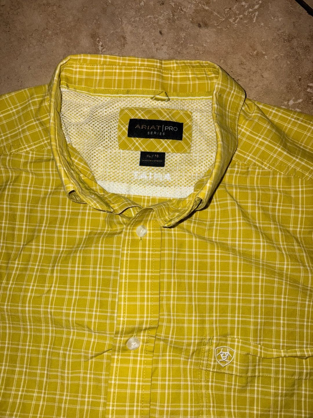 Ariat Pro Series Shirt Size Xl Yellow Plaid Short Sleeve 4