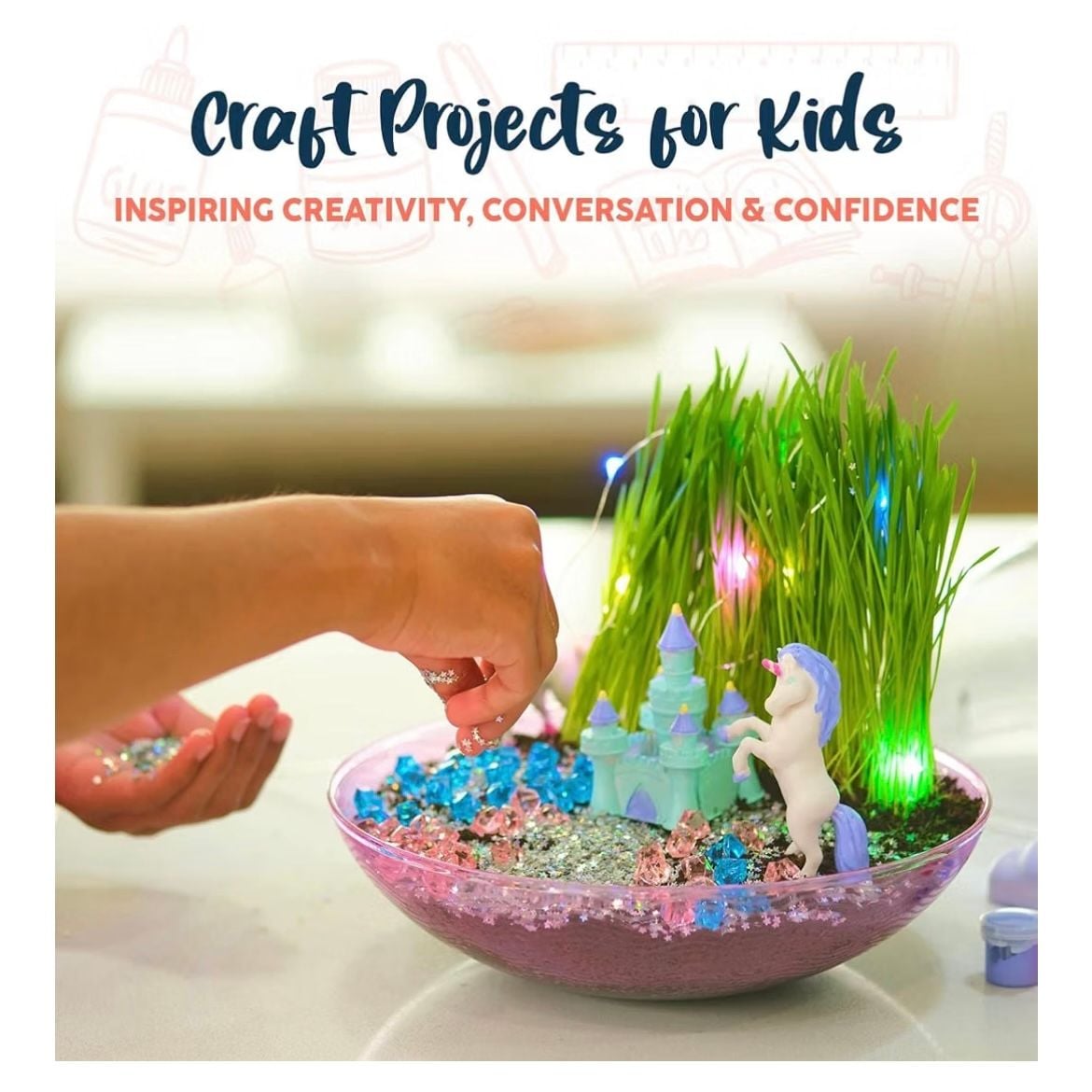 Bryte Unicorn Garden Terrarium Craft Kit for Kids Paint Grow Light 7