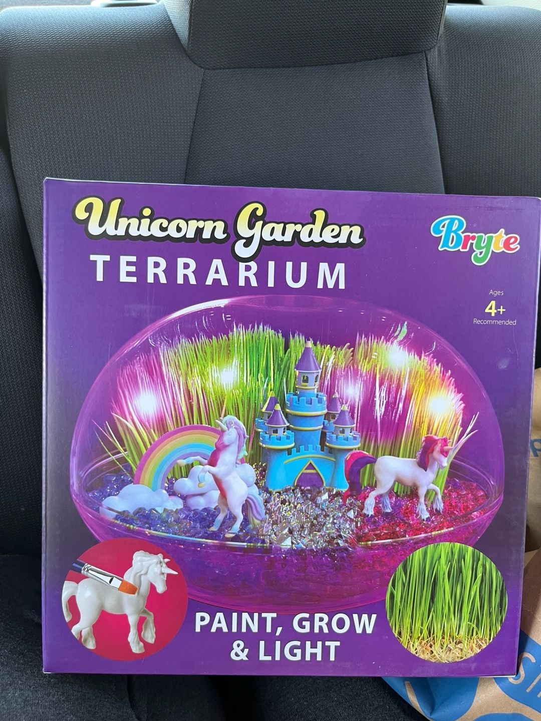 Bryte Unicorn Garden Terrarium Craft Kit for Kids Paint Grow Light 10