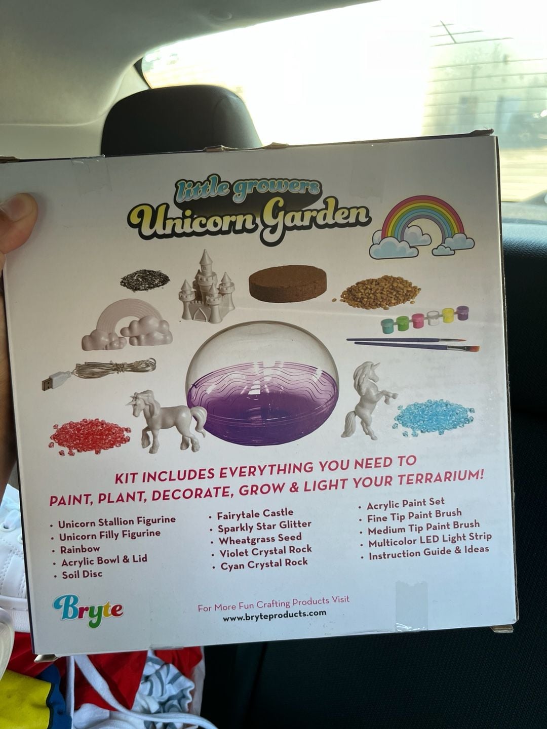 Bryte Unicorn Garden Terrarium Craft Kit for Kids Paint Grow Light 11
