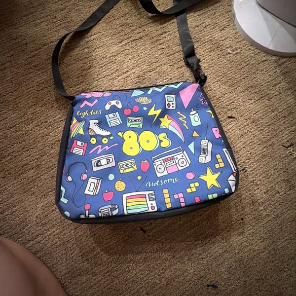 Retro 80s Pattern Crossbody Shoulder Bag Multi