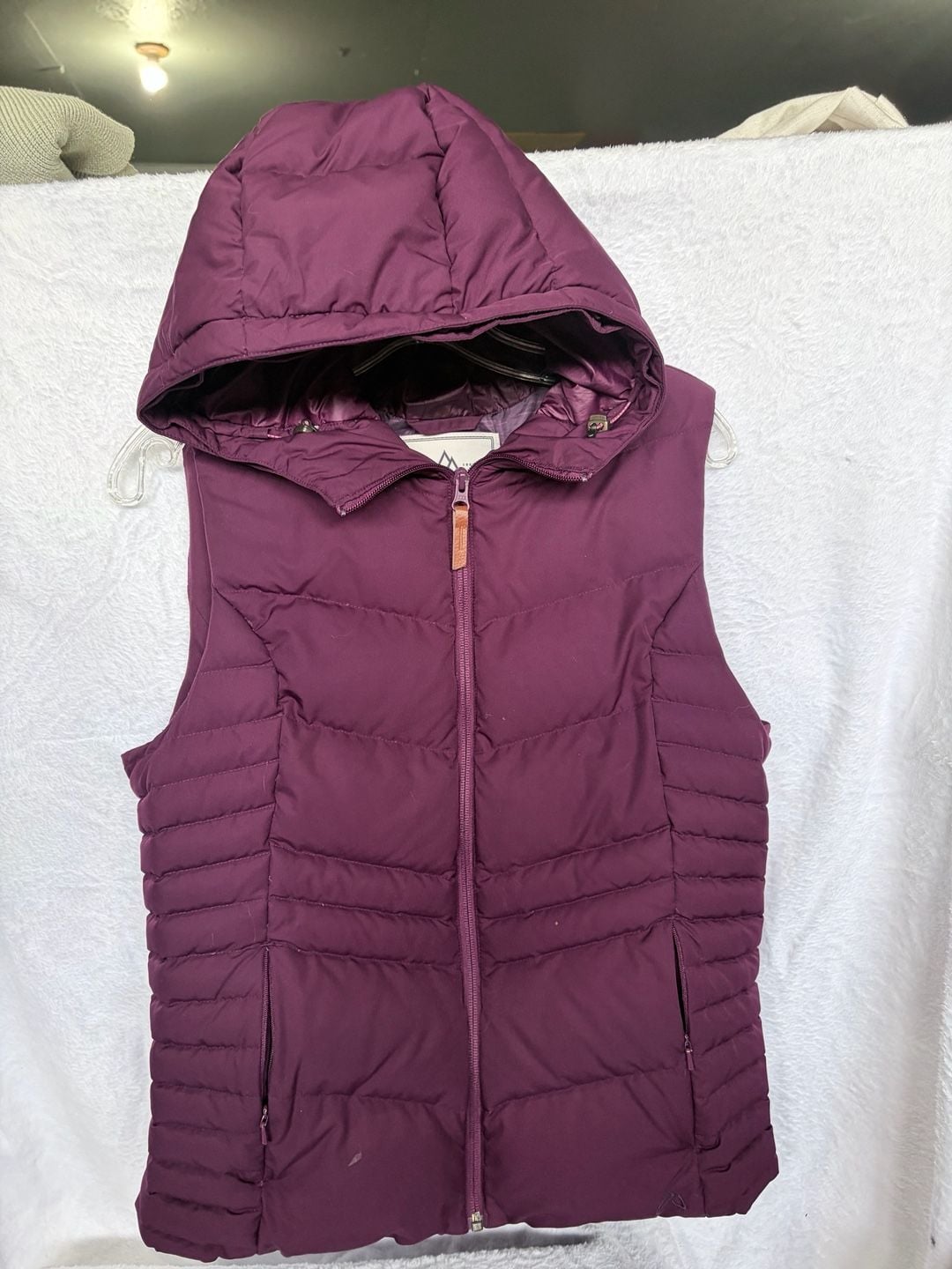 Alpine Design Puffer Vest Size S Plum Hooded Quilted Full Zip 2