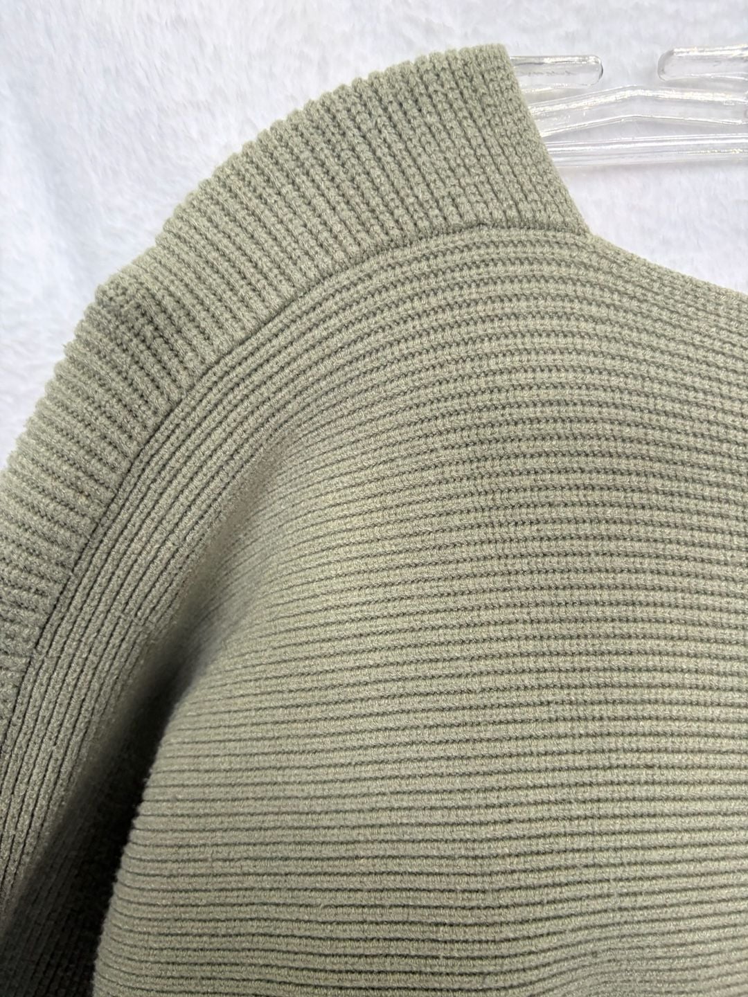 ZCSIA Wrap Sweater Size M Green Criss Cross V-Neck Ribbed Pullover 4